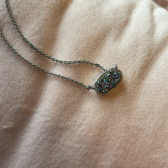 Kendra Scott multi color drusy on a silver chain - Picture 3 of 5